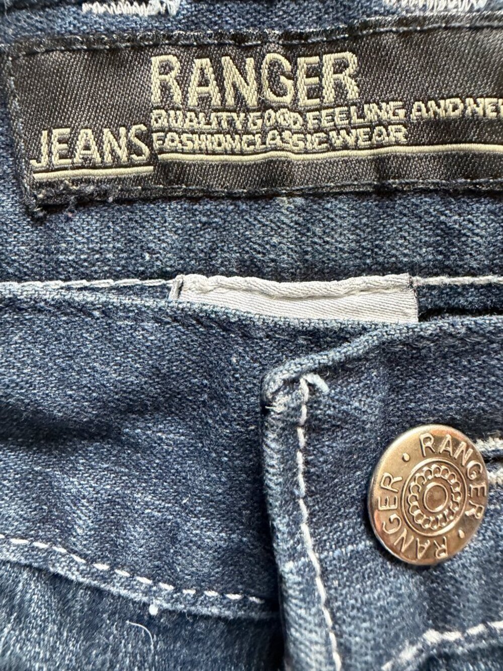 Ranger Vintage Y2K Flap Pocket Jeans Mens 30x32 Dark Wash Stitch Streetwear - Picture 5 of 11